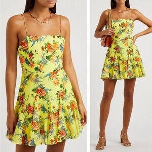 Alice + Olivia Floral Yellow Mini Dress Size 14